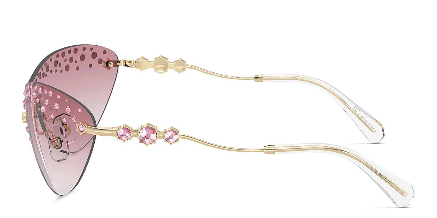 Shop Swarovski Rhinestone-Embellished Rimless Irregular Sunglasses in Pale Gold online.