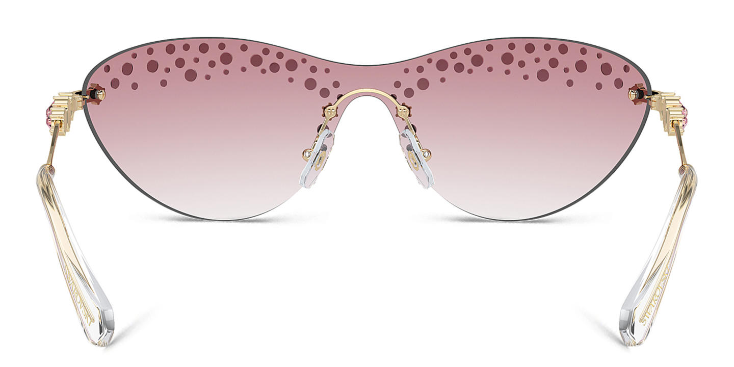 Shop Swarovski Rhinestone-Embellished Rimless Irregular Sunglasses in Pale Gold online.