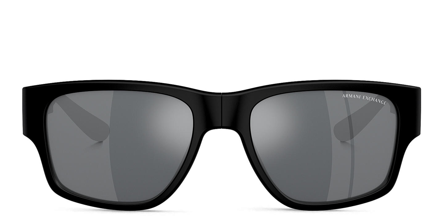 Shop Armani Exchange Logo-Print Square Sunglasses in Black online.