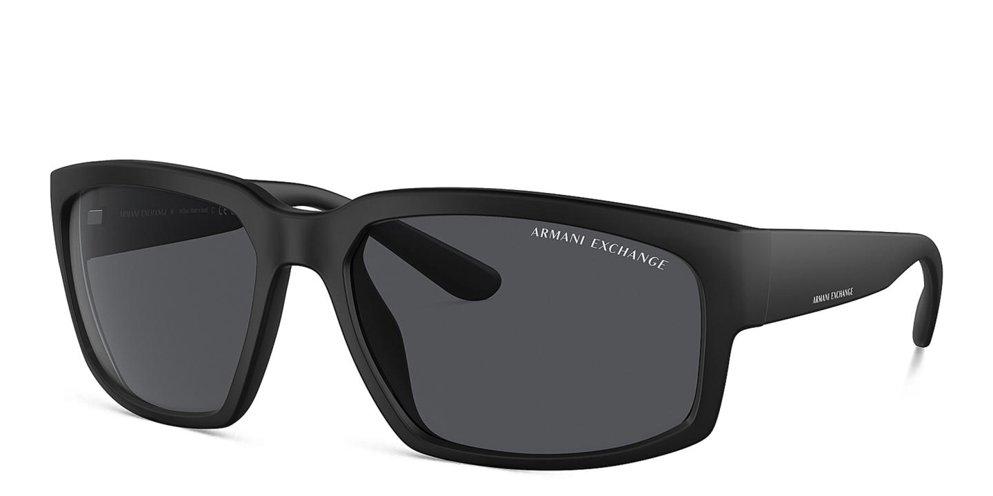 Armani Exchange Logo-Print Rectangle Sunglasses in Black – Product Photo 1