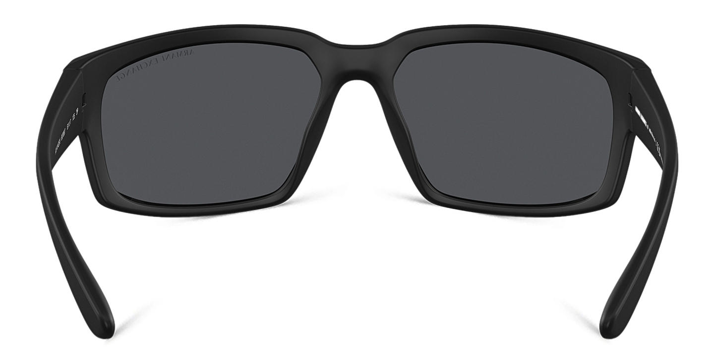 Shop Armani Exchange Logo-Print Rectangle Sunglasses in Black online.