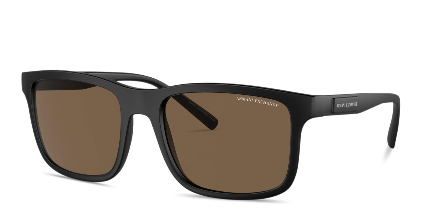 Armani Exchange Logo Signature Rectangle Sunglasses in Black – Product Photo 1