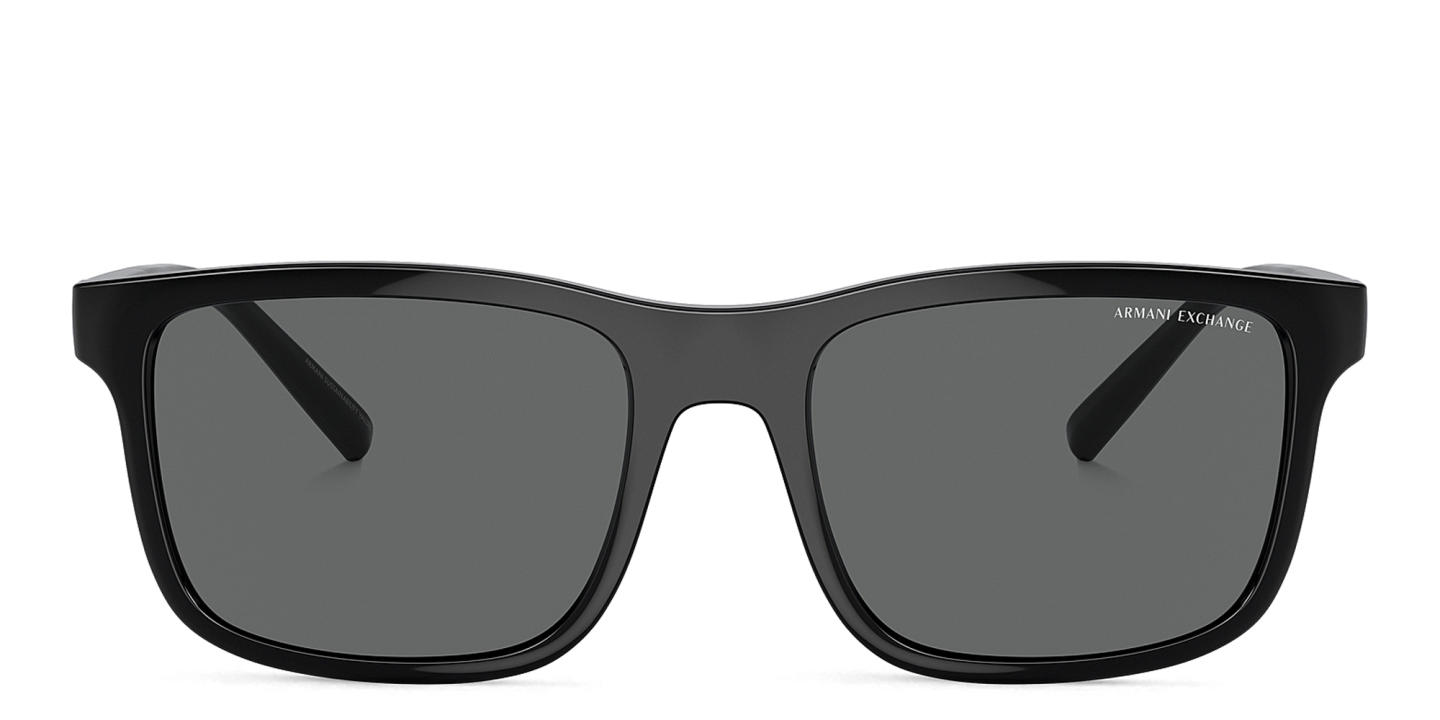 Armani Exchange Logo Signature Rectangle Sunglasses in Black – Product Photo 0