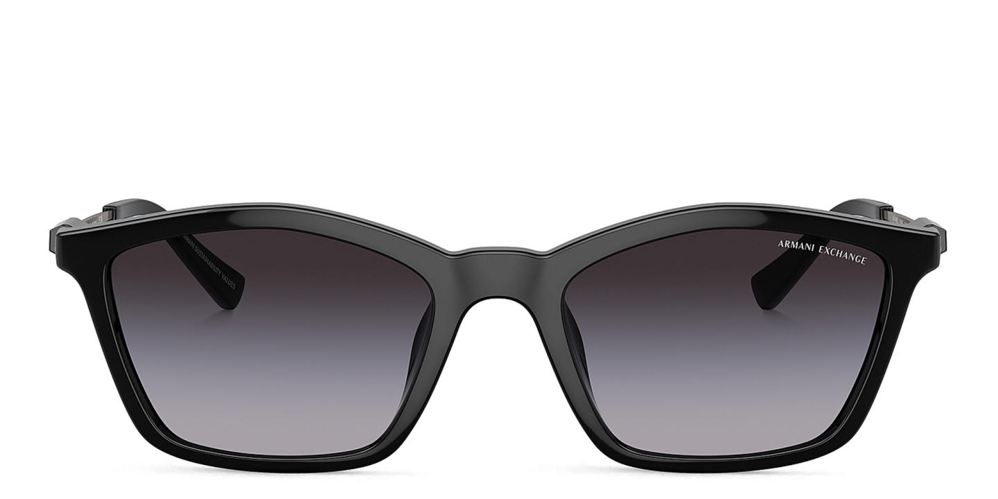 Shop Armani Exchange A|X Logo Irregular Sunglasses in Black online.