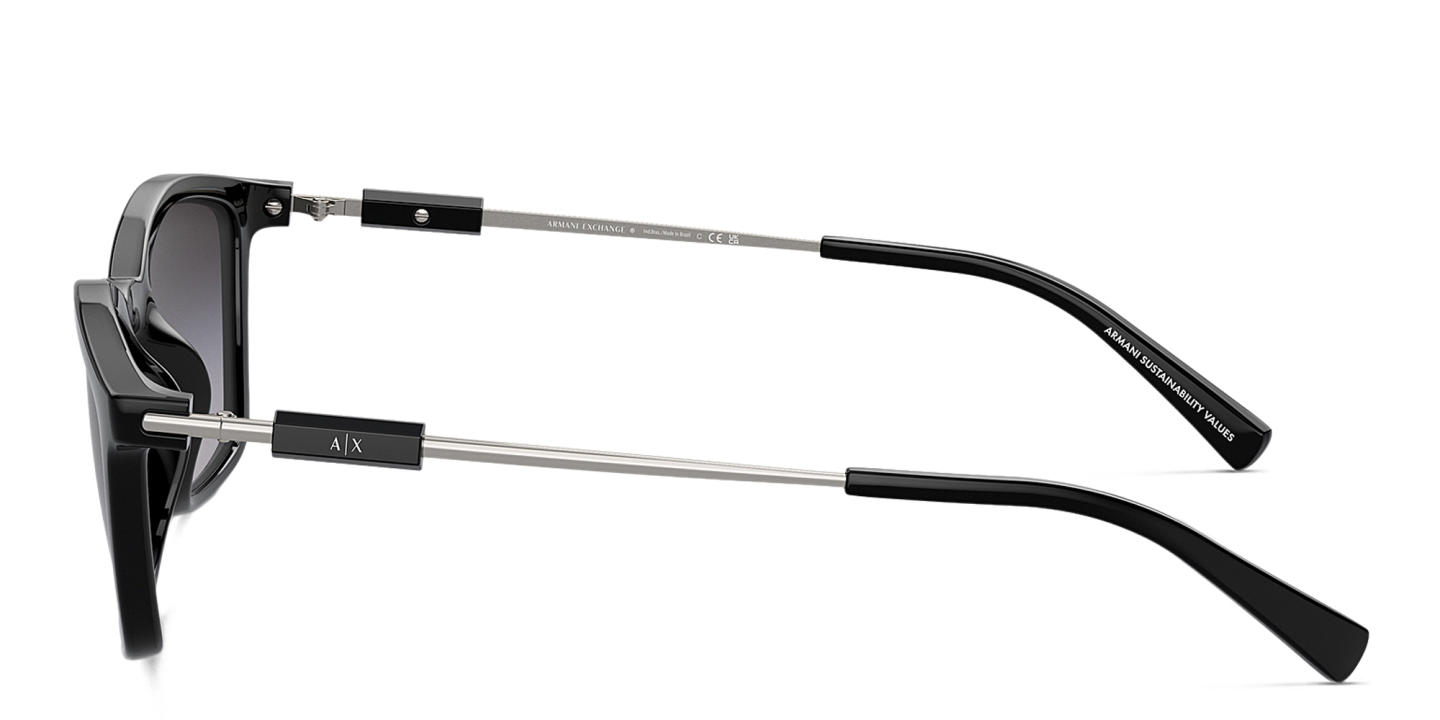 Shop Armani Exchange A|X Logo Irregular Sunglasses in Black online.