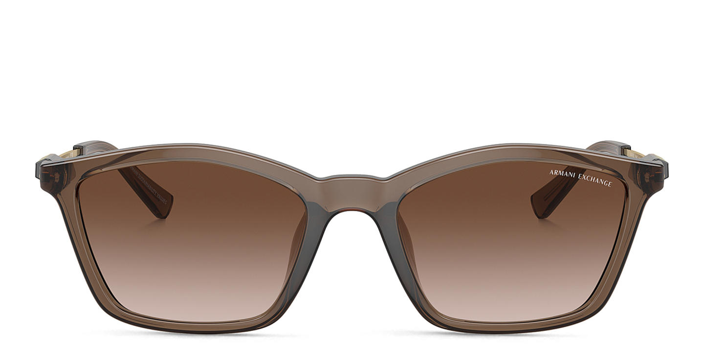 Shop Armani Exchange A|X Logo Irregular Sunglasses in Brown online.