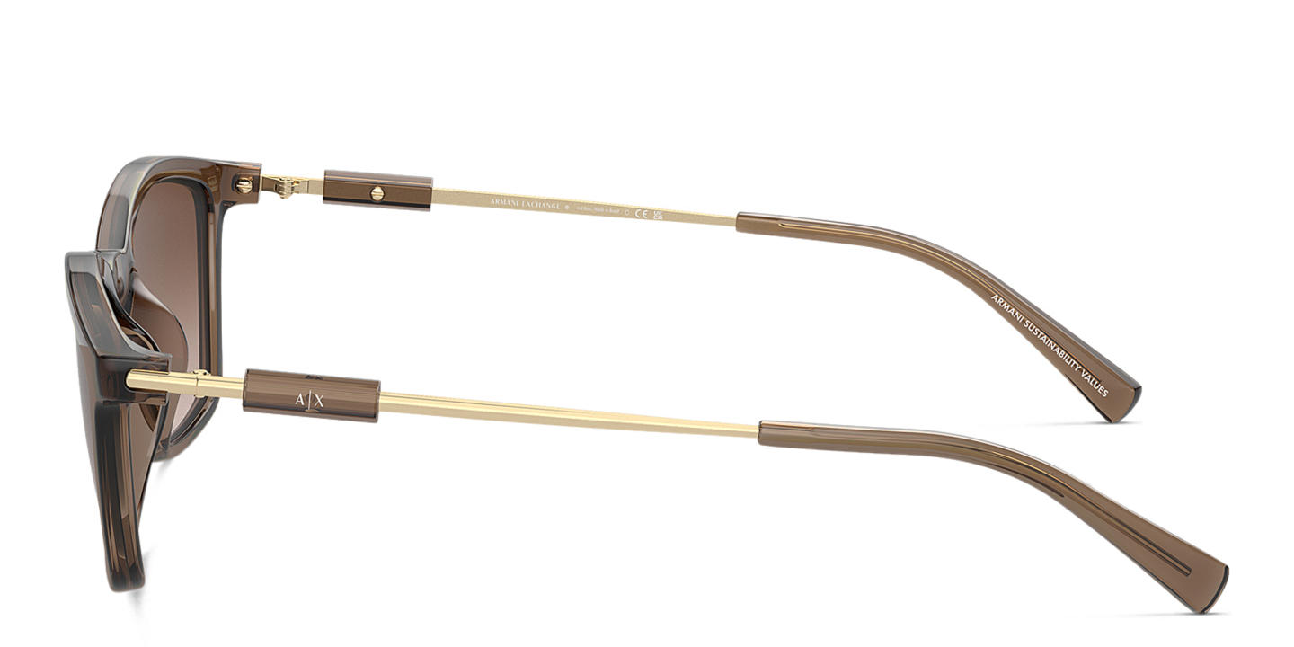 Shop Armani Exchange A|X Logo Irregular Sunglasses in Brown online.