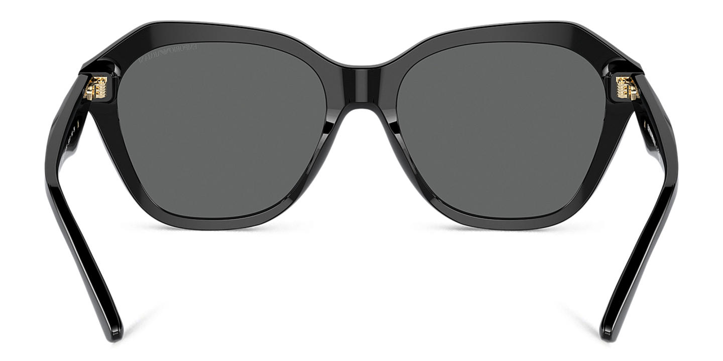 Shop Emporio Armani Eagle Logo Irregular Sunglasses in Black online.