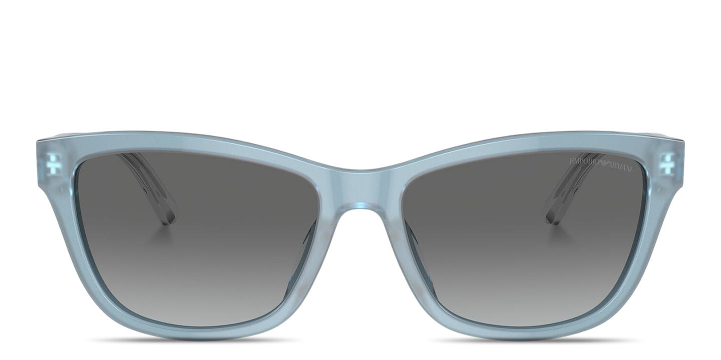Shop Emporio Armani Eagle Logo Cat-Eye Sunglasses in Opaline blue online.