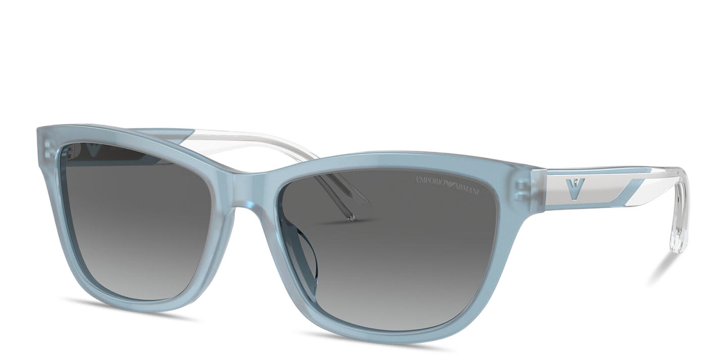 Shop Emporio Armani Eagle Logo Cat-Eye Sunglasses in Opaline blue online.