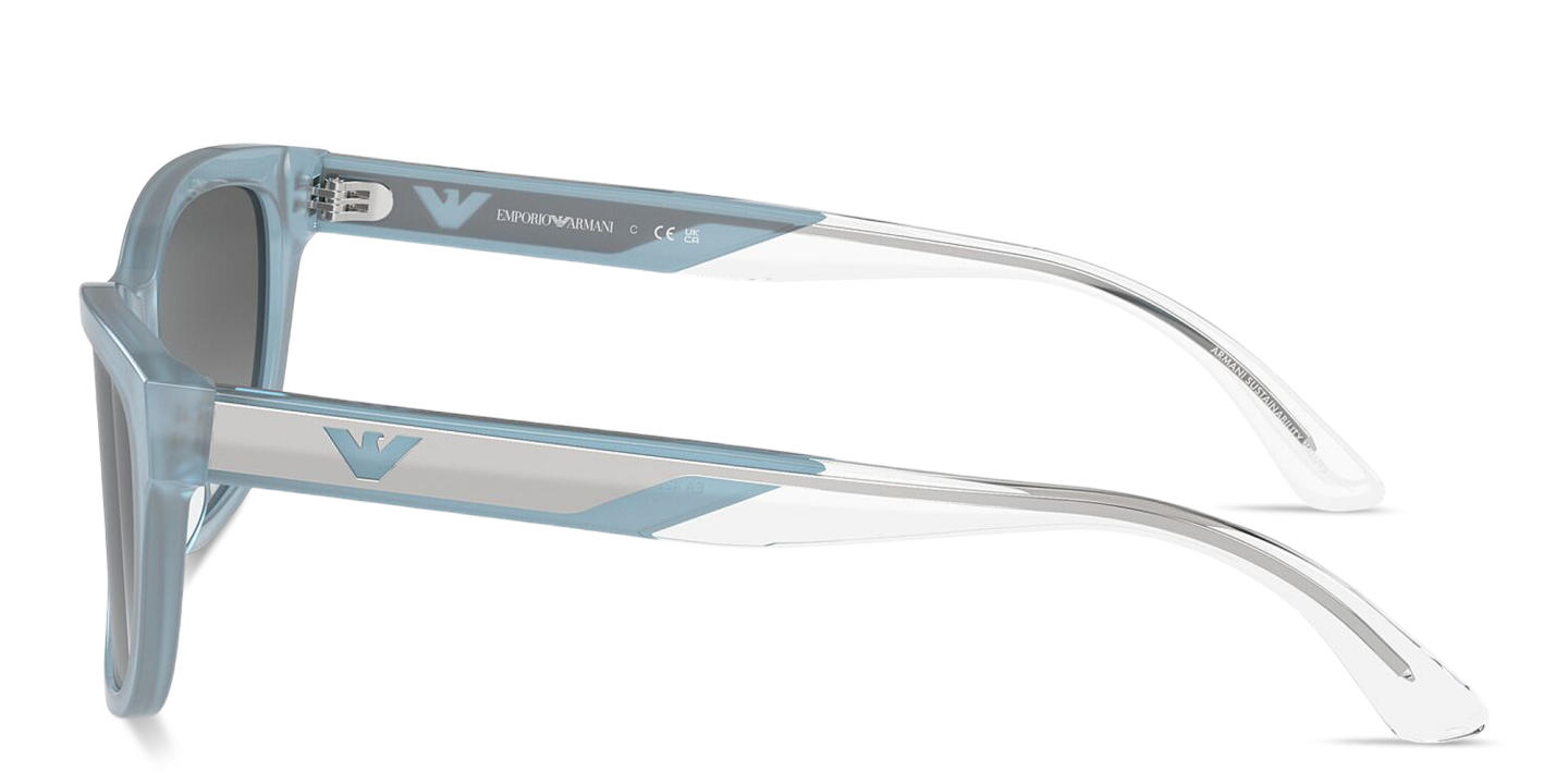 Shop Emporio Armani Eagle Logo Cat-Eye Sunglasses in Opaline blue online.