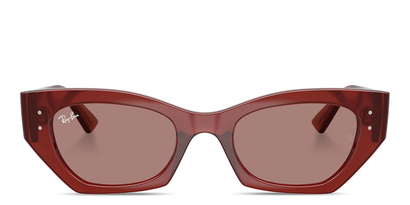 Shop Ray-Ban Zena Bio-Based Unisex Irregular Sunglasses in Transparent Brown online.