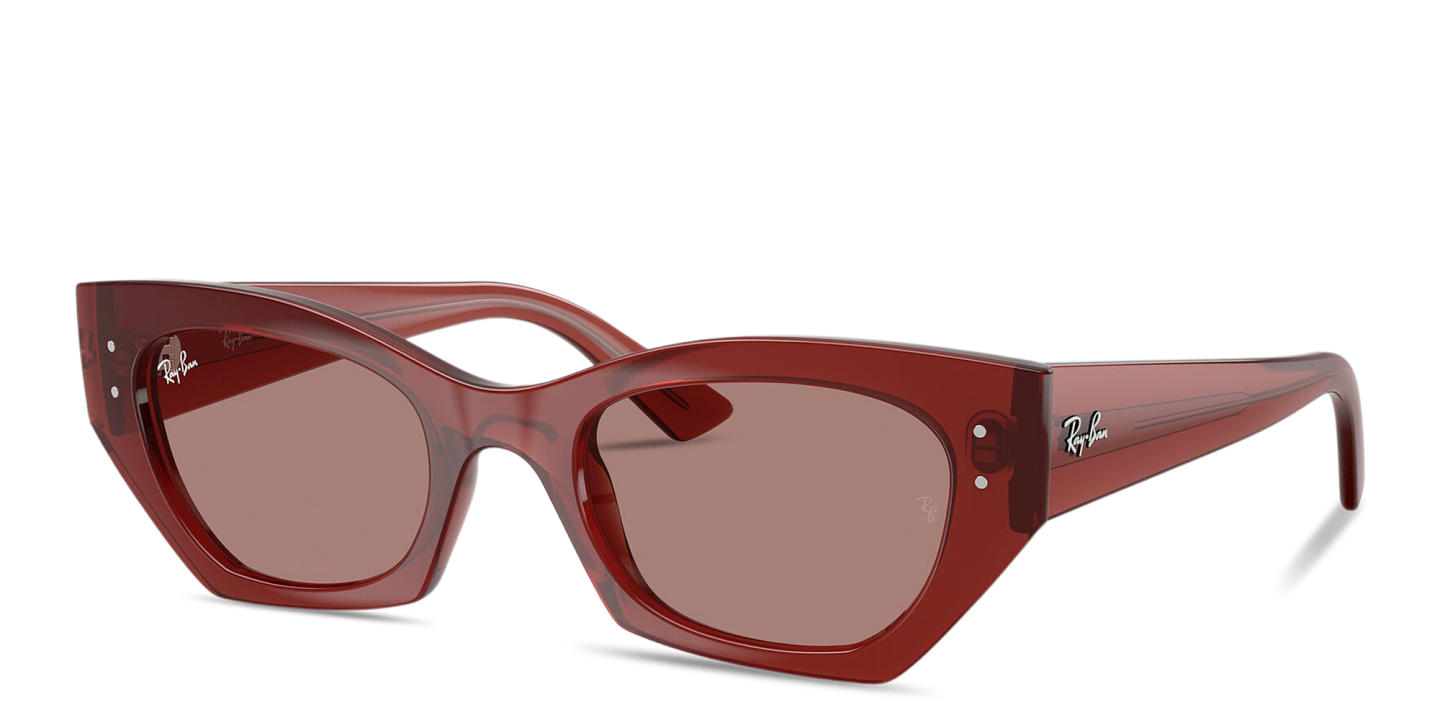 Shop Ray-Ban Zena Bio-Based Unisex Irregular Sunglasses in Transparent Brown online.
