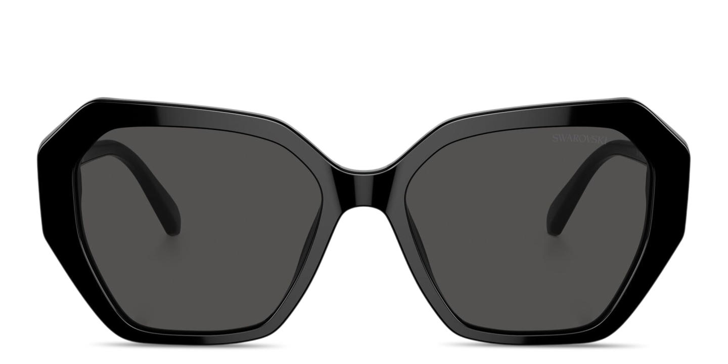نظارات شمسية غير منتظمة مزدانة بالكريستال من سواروفسكي بلون أسود - صورة المنتج 0