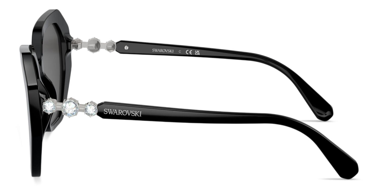 Swarovski Crystal Irregular Sunglasses in Black – Product Photo 2