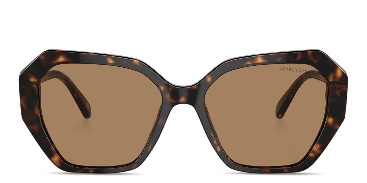 Swarovski Crystal Irregular Sunglasses in Havana – Product Photo 0