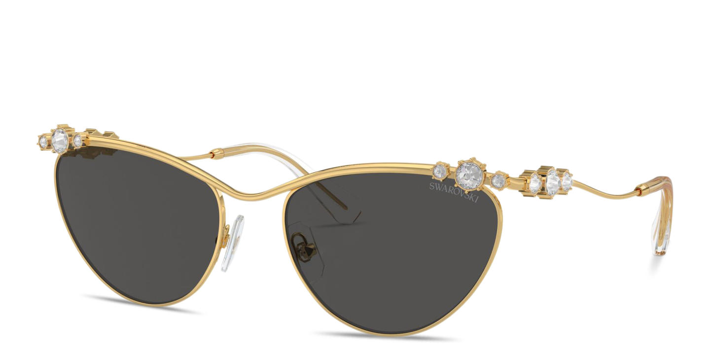 Shop Swarovski Crystal-Embellished Cat-Eye Sunglasses in Gold online.