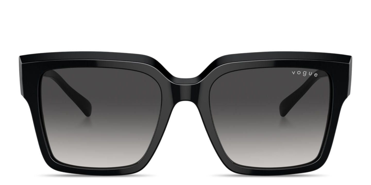 Shop Vogue Eyewear Logo Lettering Oversized Square Sunglasses in Black online.