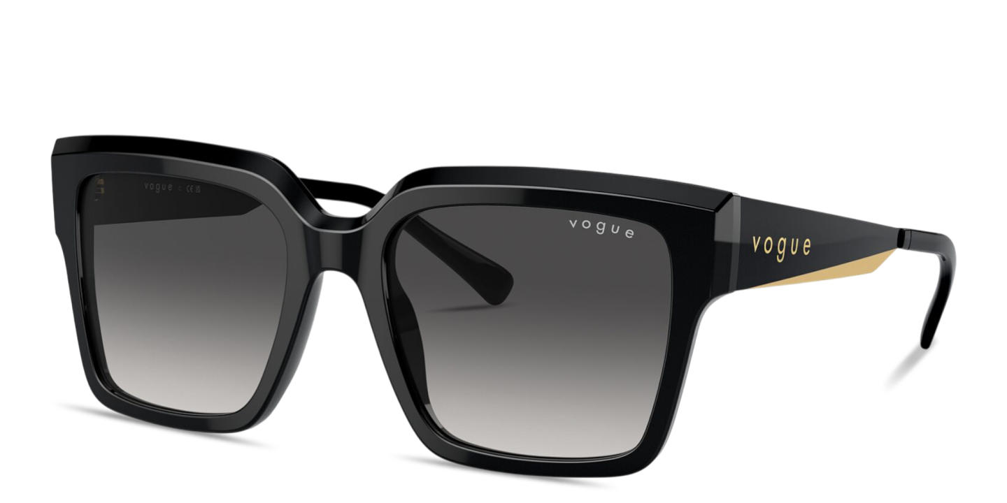Shop Vogue Eyewear Logo Lettering Oversized Square Sunglasses in Black online.