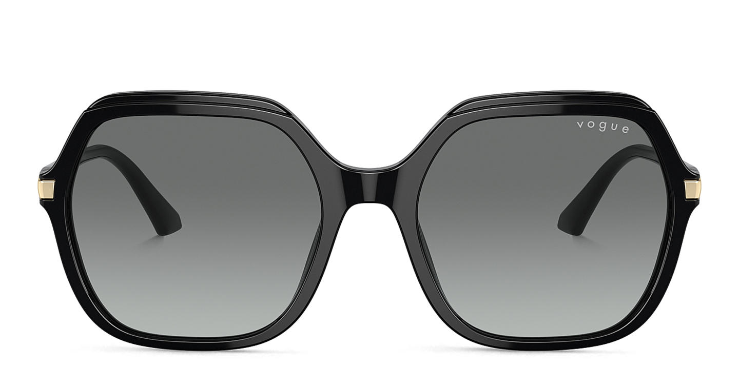 Shop Vogue Eyewear Logo Lettering Oversized Square Sunglasses in Black online.