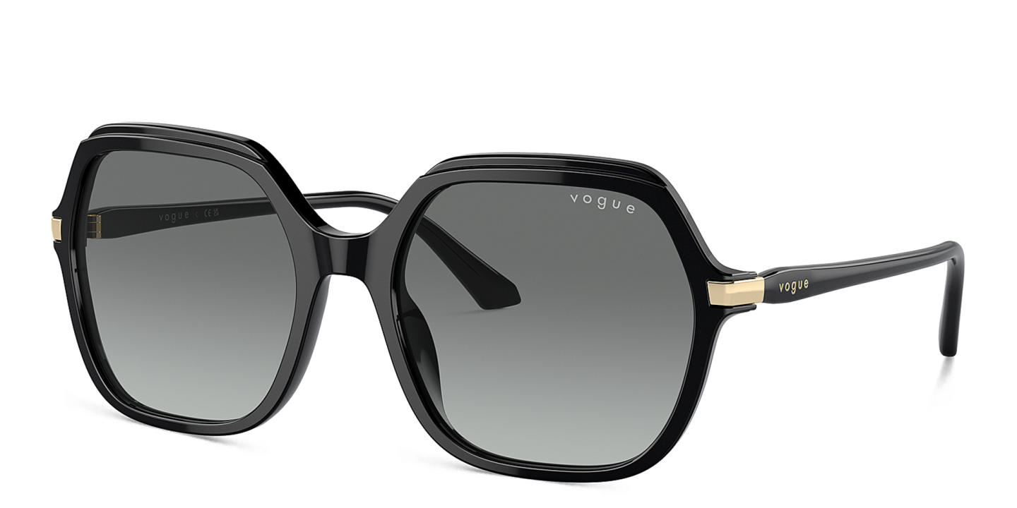 Shop Vogue Eyewear Logo Lettering Oversized Square Sunglasses in Black online.