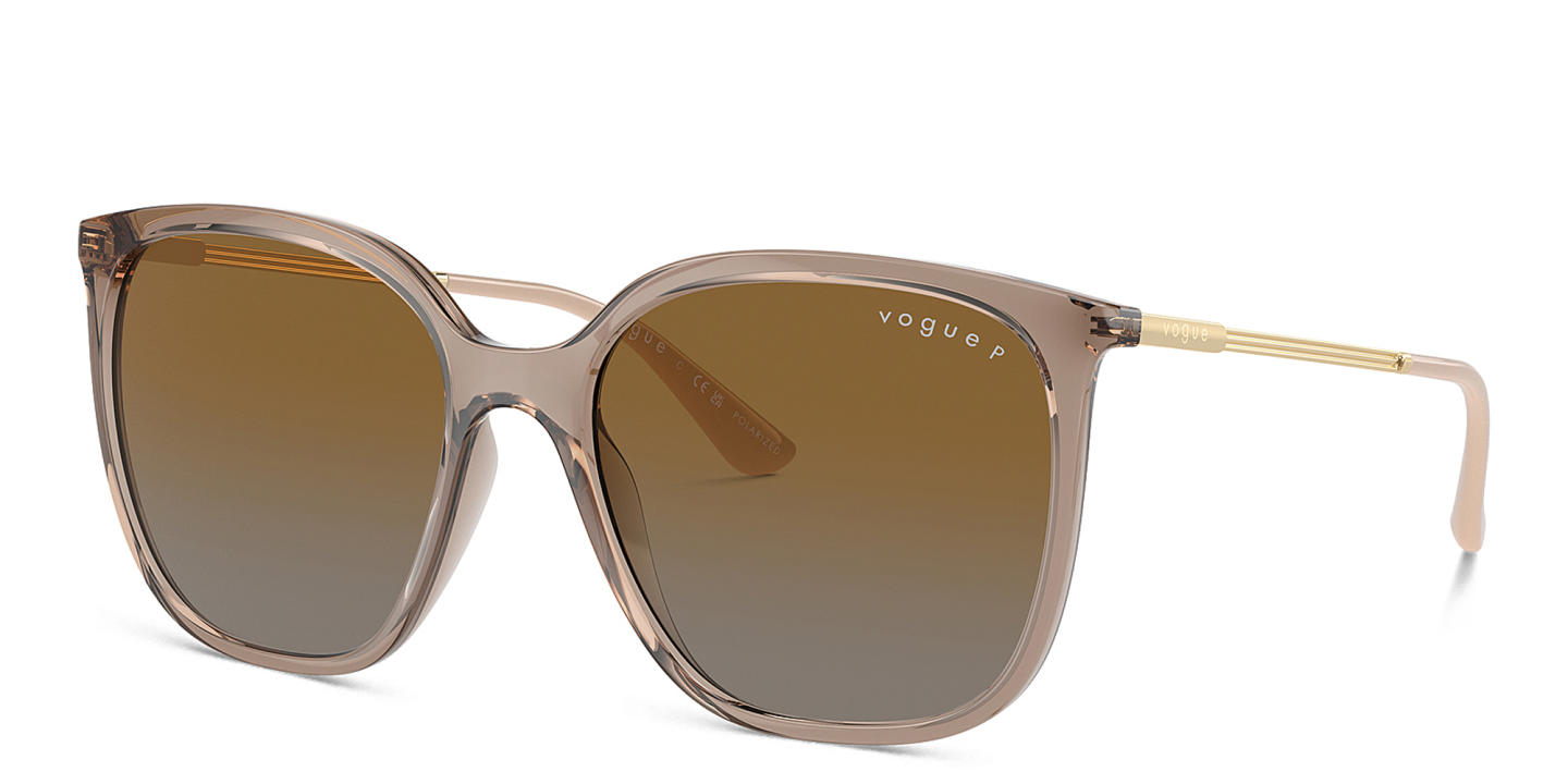 Shop Vogue Eyewear Logo-Engraved Square Sunglasses in Brown online.