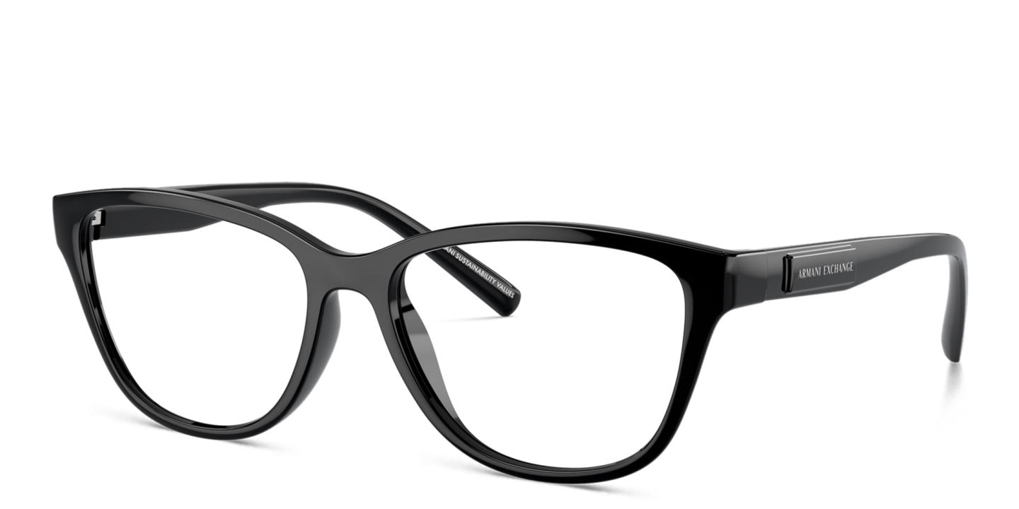 Armani Exchange Logo-Print Cat-Eye Eyeglasses in Black – Product Photo 1