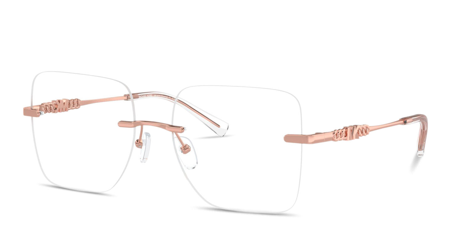Michael Kors Giverny Rimless Square Eyeglasses in Rose Gold – Product Photo 1