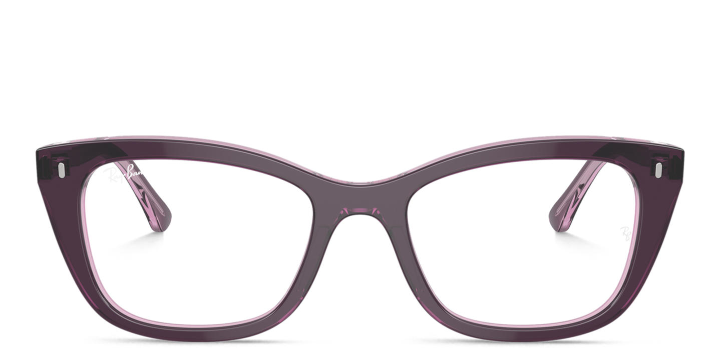 Shop Ray-Ban Optics Unisex Pillow Eyeglasses in Violet On Transparent Pink online.