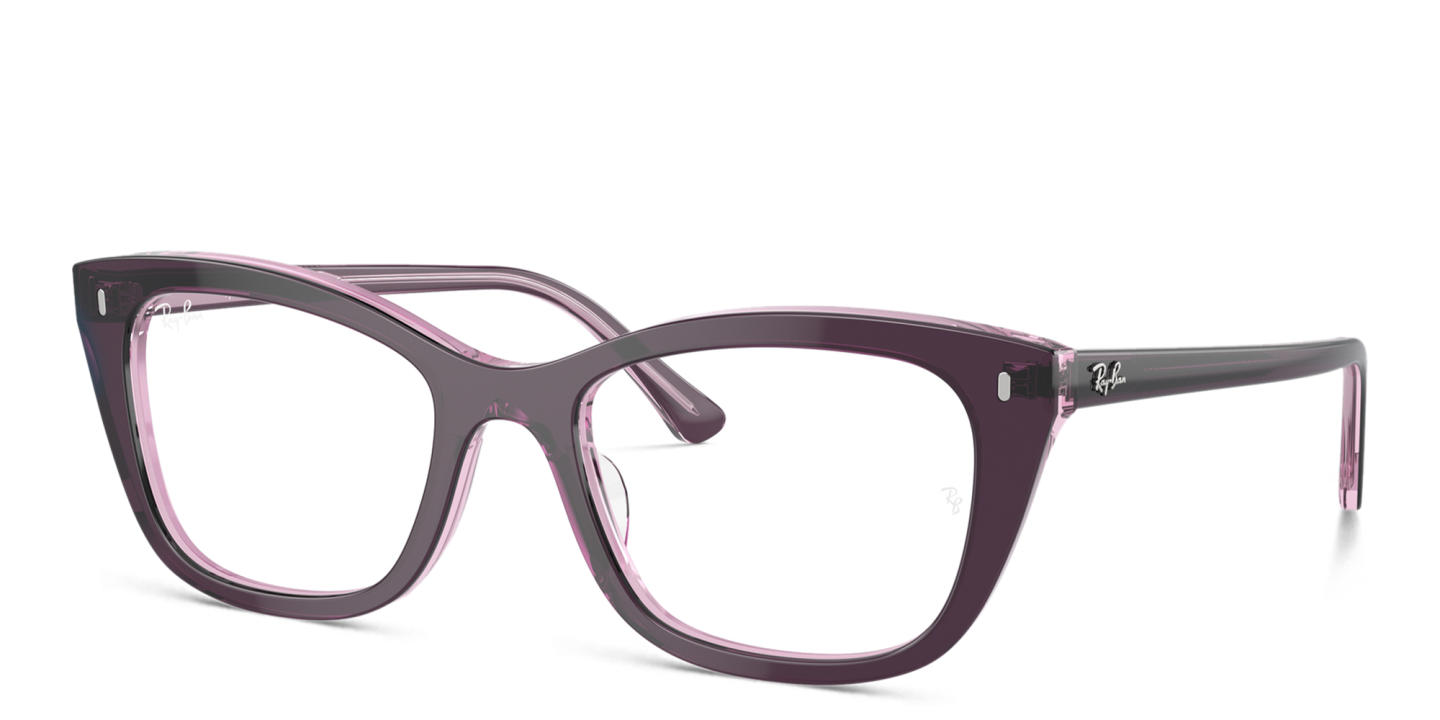 Shop Ray-Ban Optics Unisex Pillow Eyeglasses in Violet On Transparent Pink online.