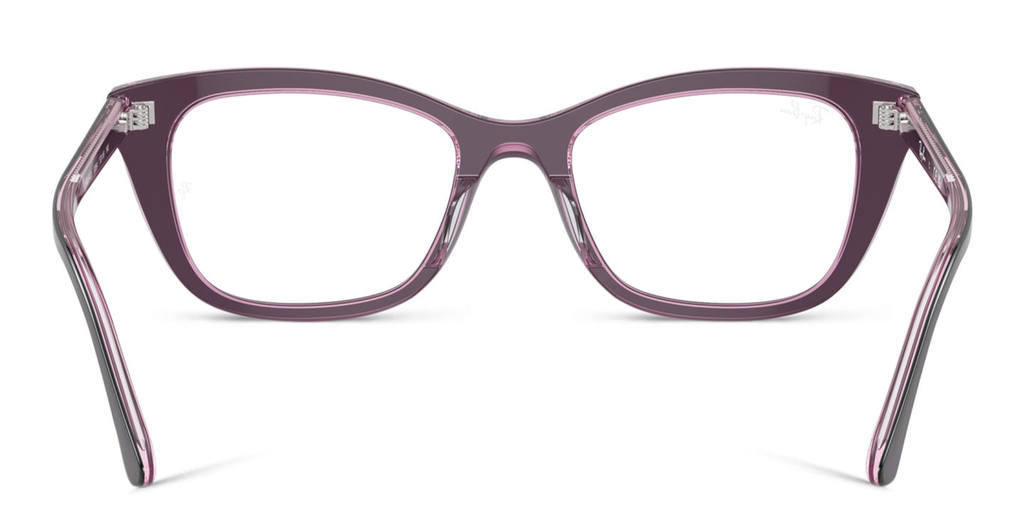 Shop Ray-Ban Optics Unisex Pillow Eyeglasses in Violet On Transparent Pink online.
