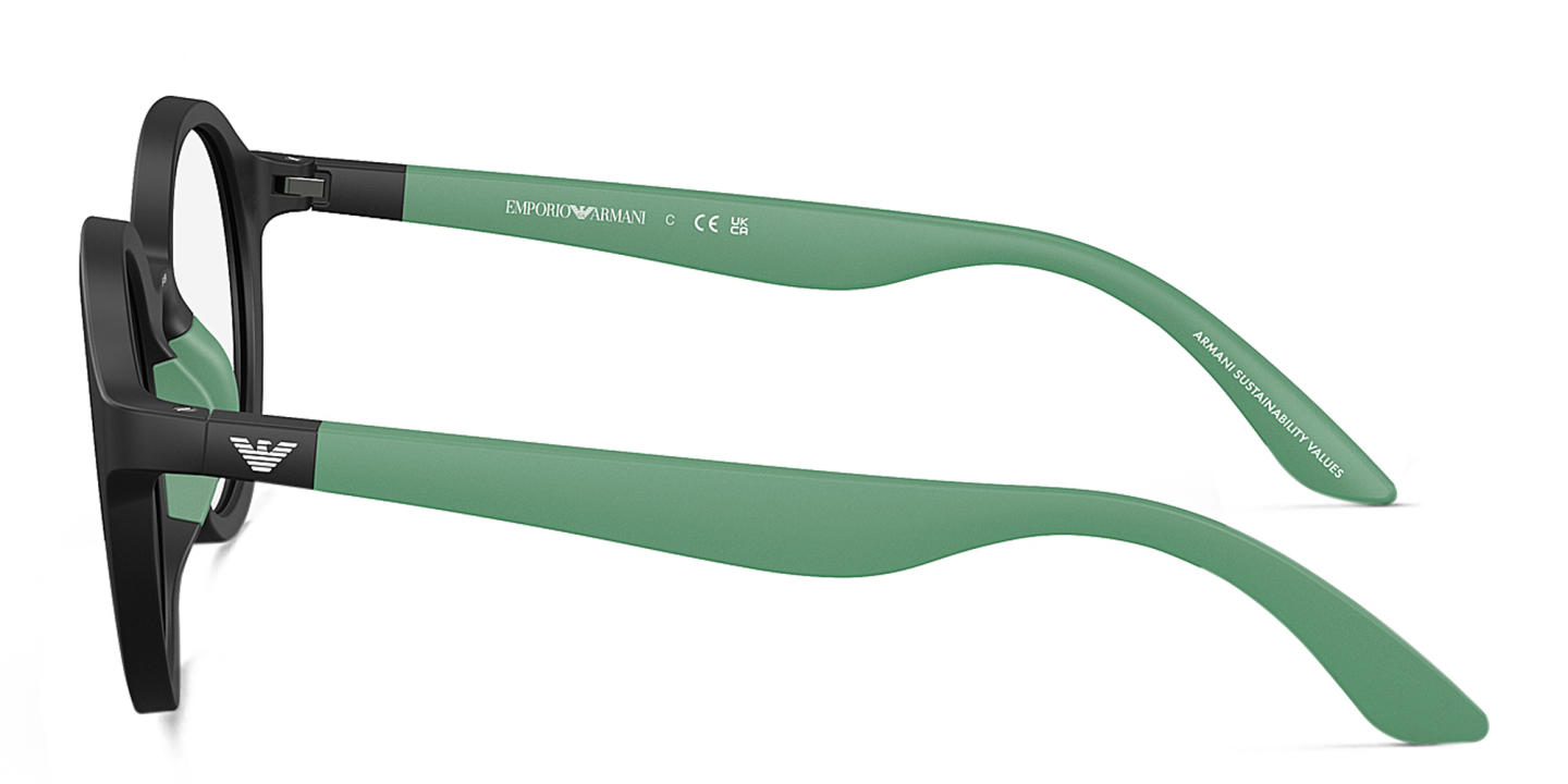 نظارات طبية دائرية للأطفال بشعار النسر من امبوريو أرماني بلون أسود - صورة المنتج 2