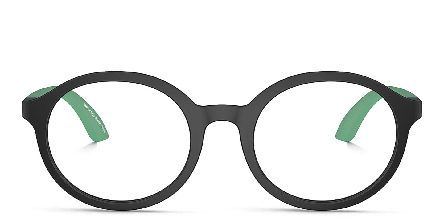 Emporio Armani Eaglo Logo Kids Round Eyeglasses in Black – Product Photo 0