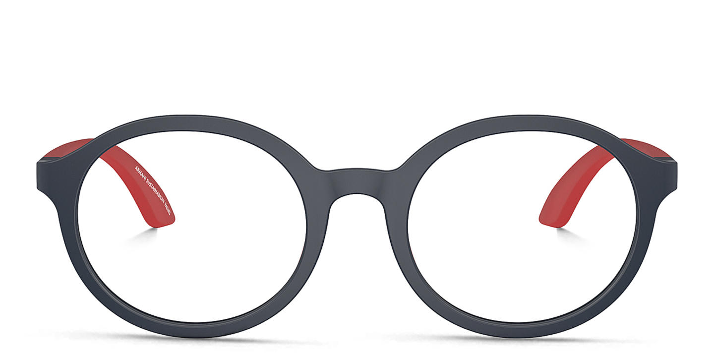 نظارات طبية دائرية للأطفال بشعار النسر من امبوريو أرماني بلون أزرق - صورة المنتج 0