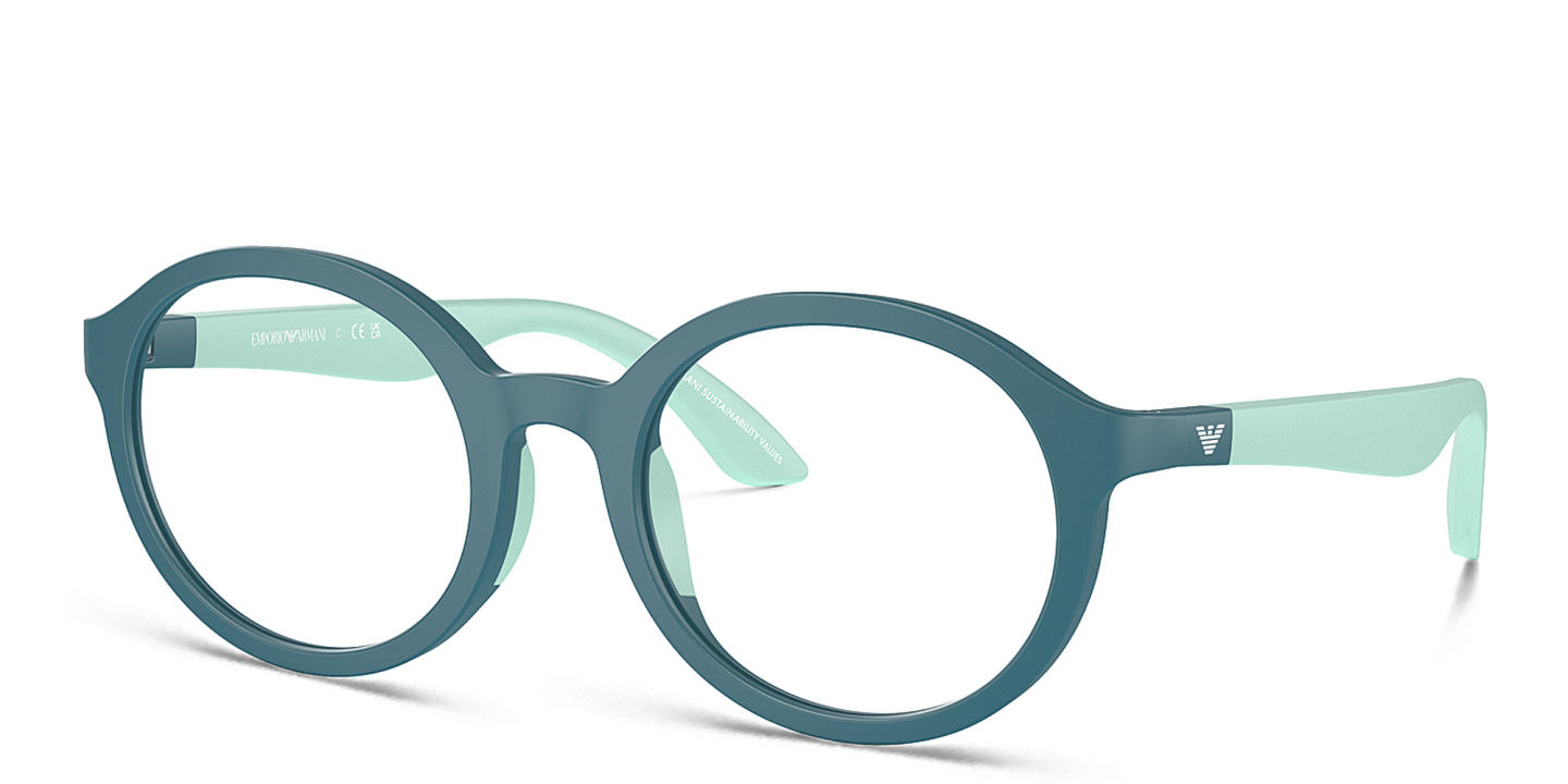 Emporio Armani Eaglo Logo Kids Round Eyeglasses in Blue – Product Photo 1