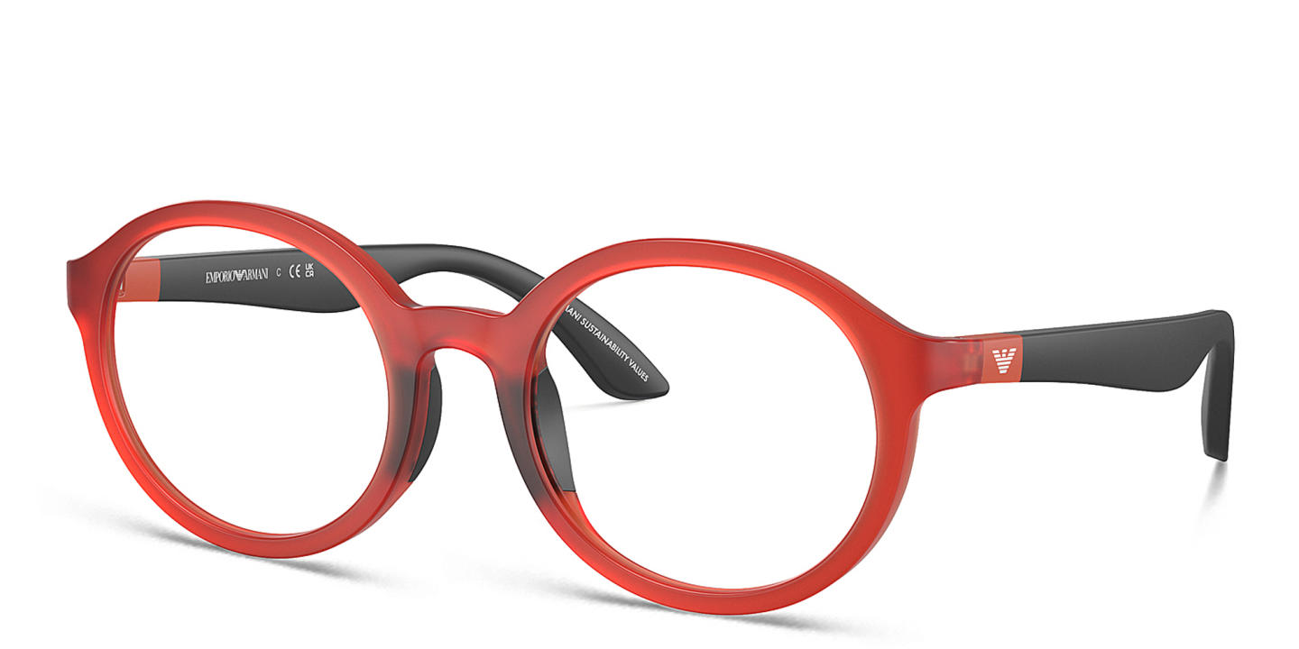 نظارات طبية دائرية للأطفال بشعار النسر من امبوريو أرماني بلون أحمر - صورة المنتج 1