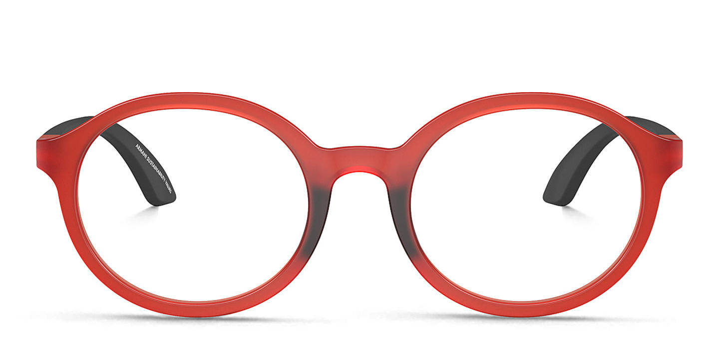 Emporio Armani Eaglo Logo Kids Round Eyeglasses in Red – Product Photo 0