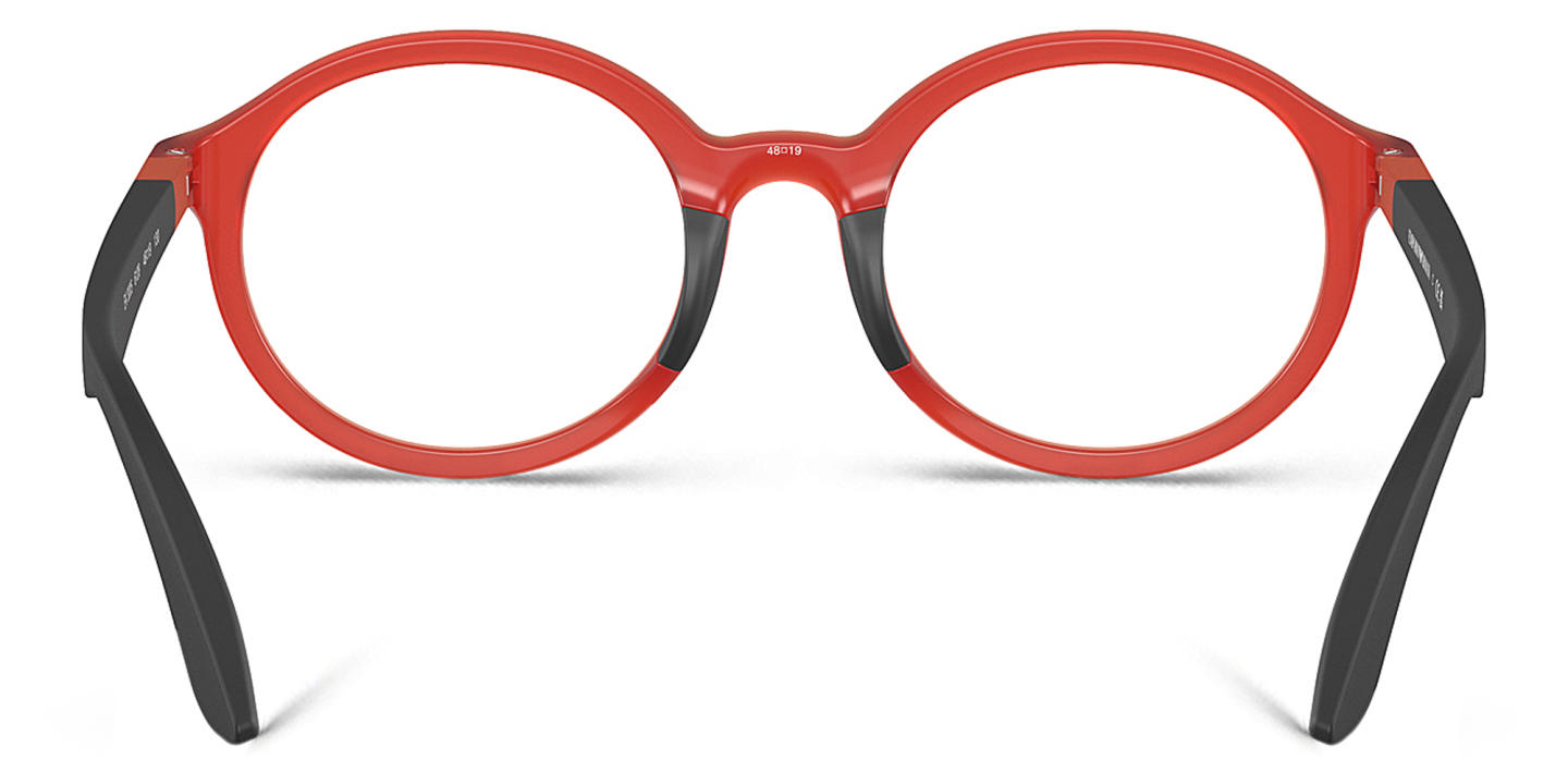 Emporio Armani Eaglo Logo Kids Round Eyeglasses in Red – Product Photo 3