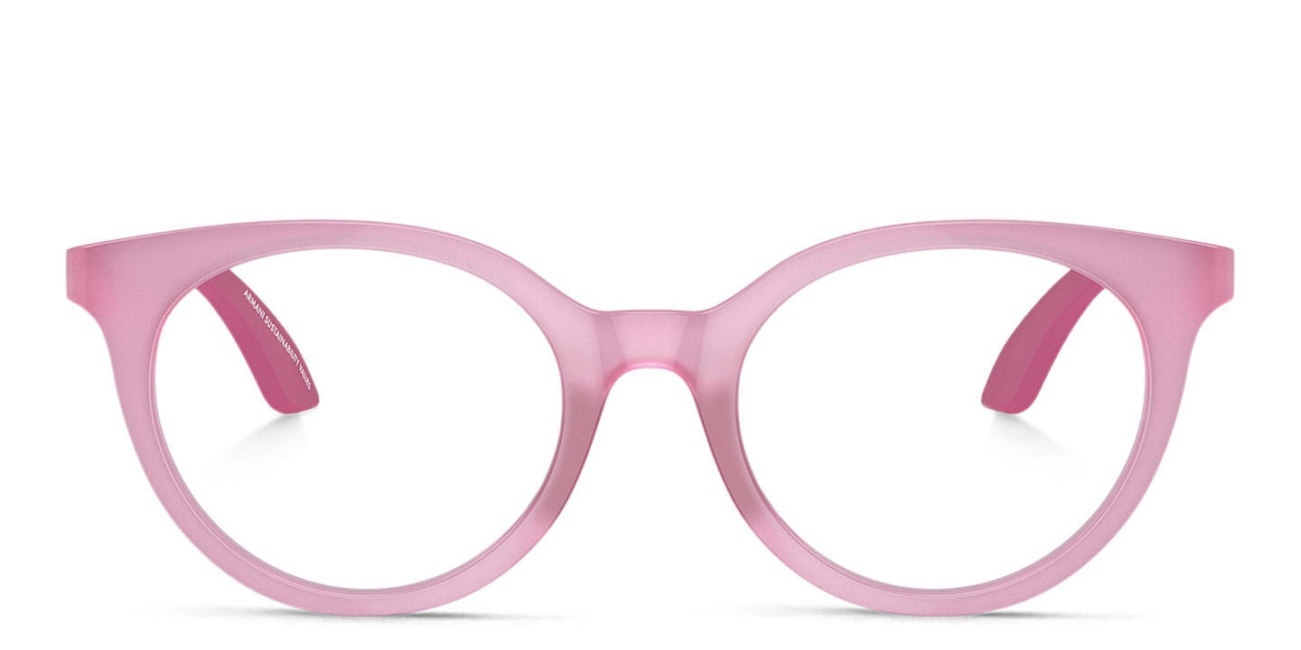 Shop Emporio Armani Junior Eaglo Logo Kids Panthos Eyeglasses in Pink online.