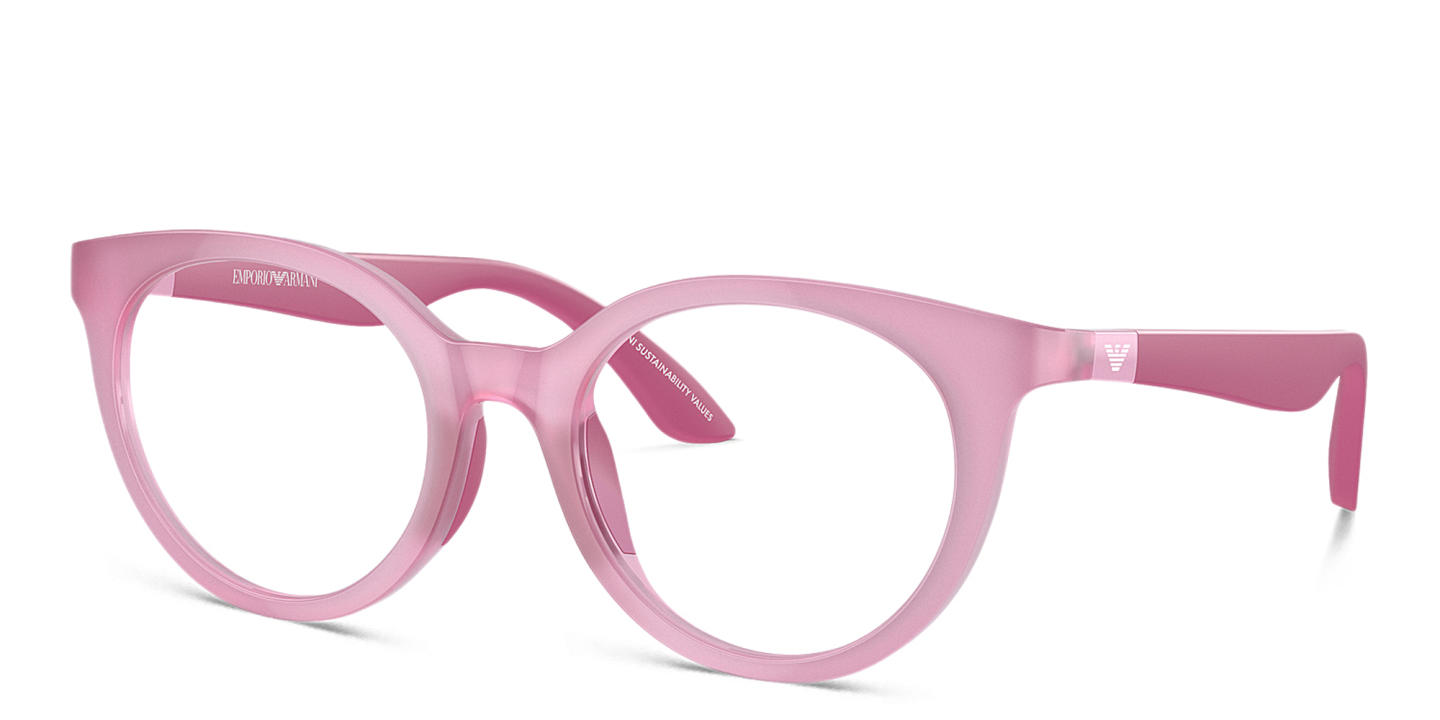 Shop Emporio Armani Junior Eaglo Logo Kids Panthos Eyeglasses in Pink online.