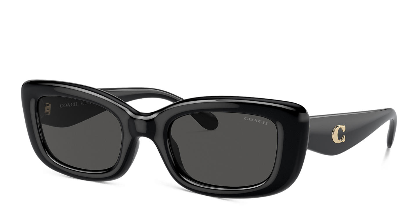 Shop Coach C Motif Rectangle Sunglasses in Black online.