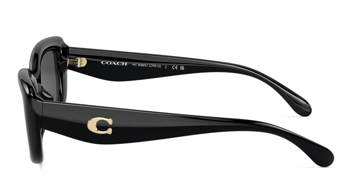 Shop Coach C Motif Rectangle Sunglasses in Black online.