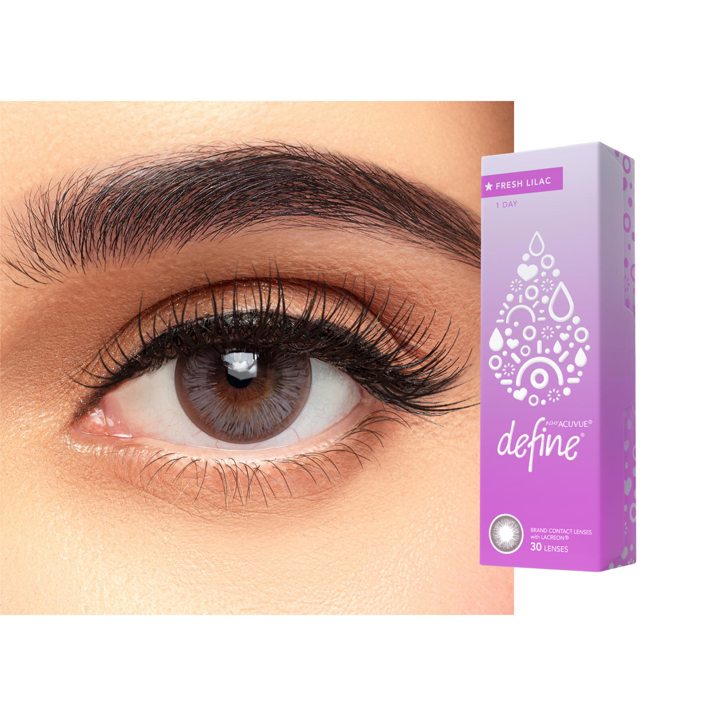 Shop ACUVUE 1-Day Define Fresh Color Contact Lenses - Lilac in Lilac online.