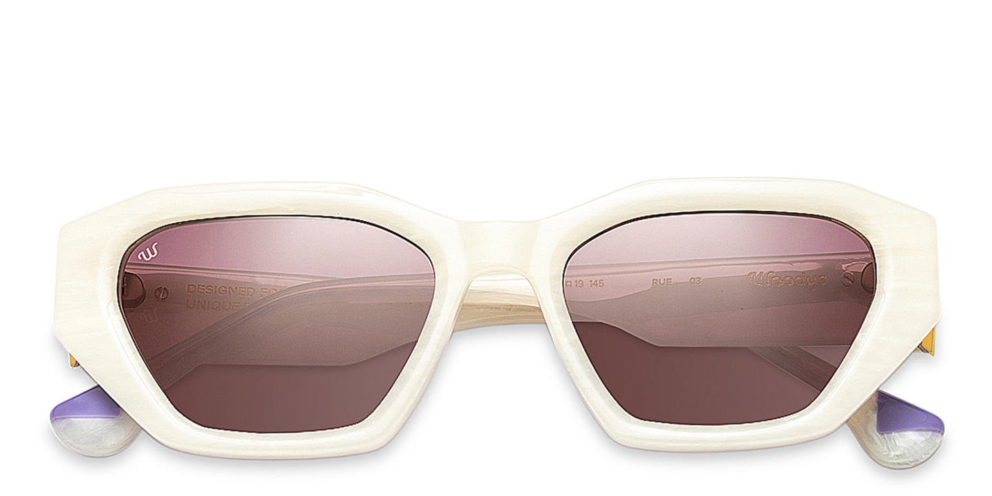 Woodys Rue Cat-Eye Sunglasses in White – Product Photo 0