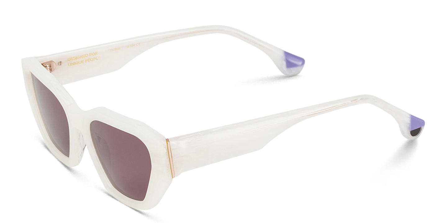 Woodys Rue Cat-Eye Sunglasses in White – Product Photo 1