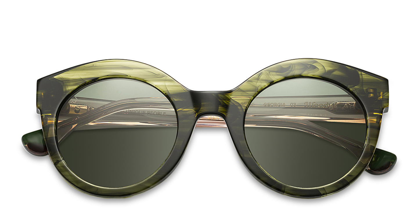 Woodys Georgia Round Sunglasses in Green – Product Photo 0