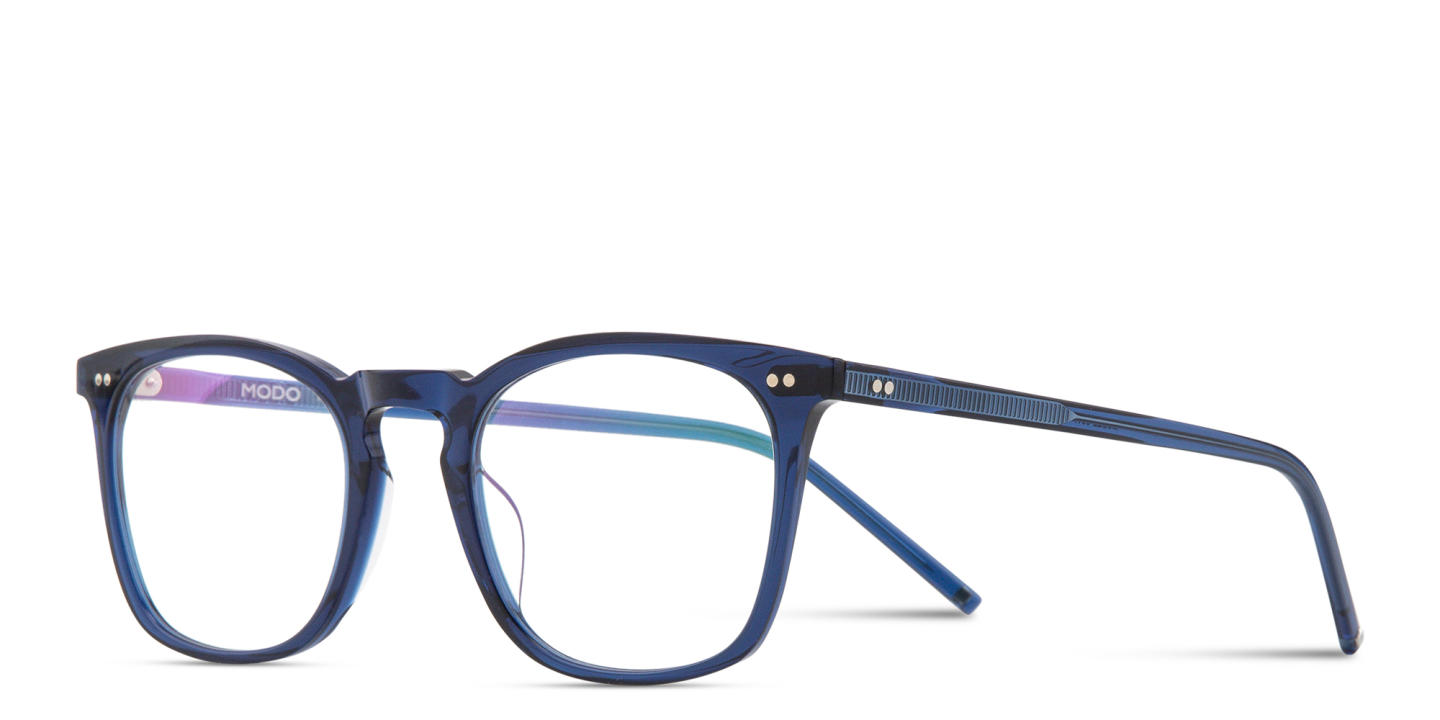 Shop Modo Unisex Square Eyeglasses in Transparent dark blue online.