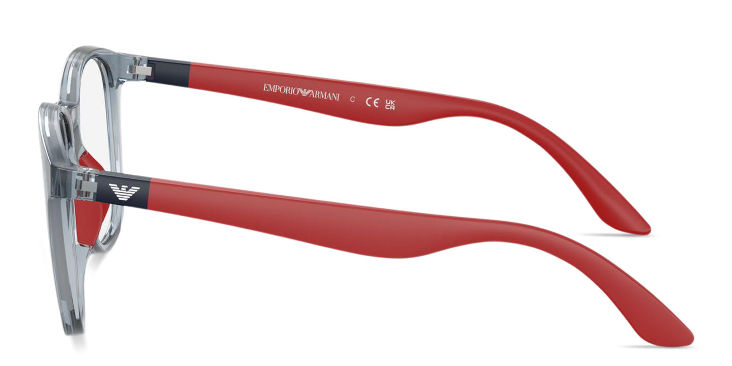 Emporio Armani Eagle Logo Kids Panthos Eyeglasses in Transparent Blue – Product Photo 2