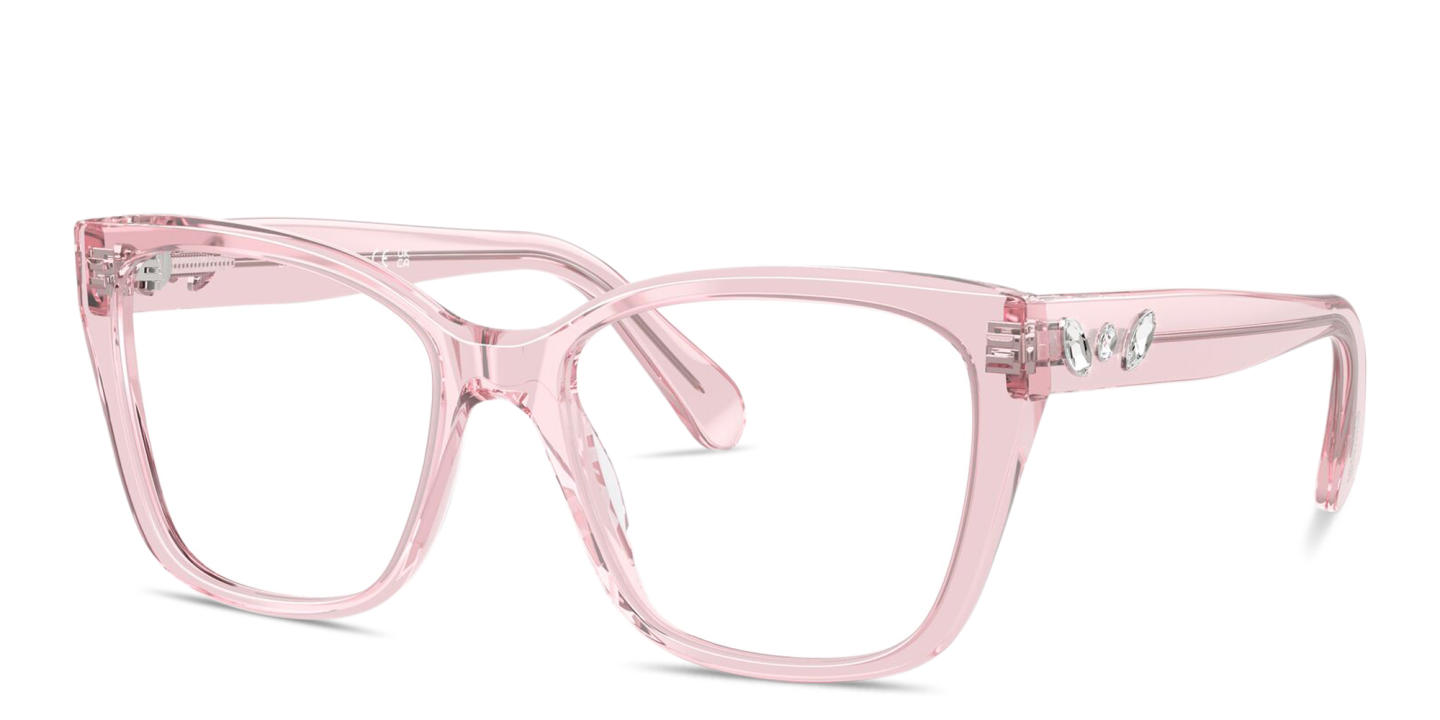 Shop Swarovski Crystal-Embellished Irregular Eyeglasses in Pink online.