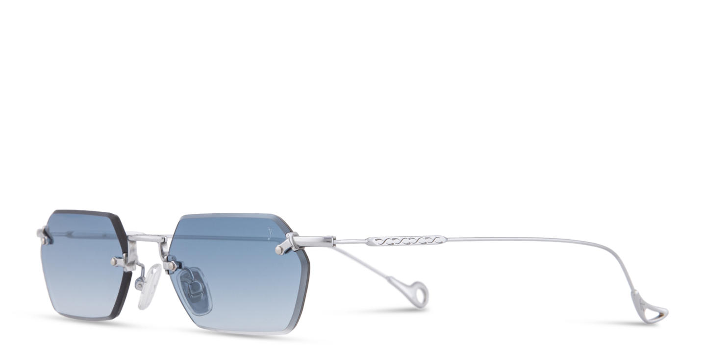 Eyepetizer Tank Unisex Rimless Rectangle Sunglasses in Silver – Product Photo 1